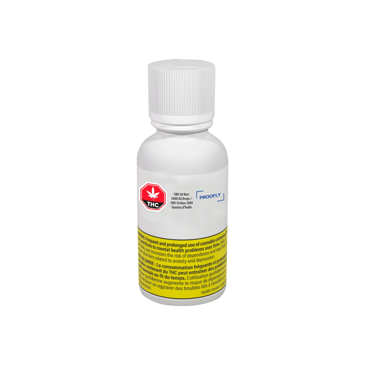 White bottle with a label on a white background