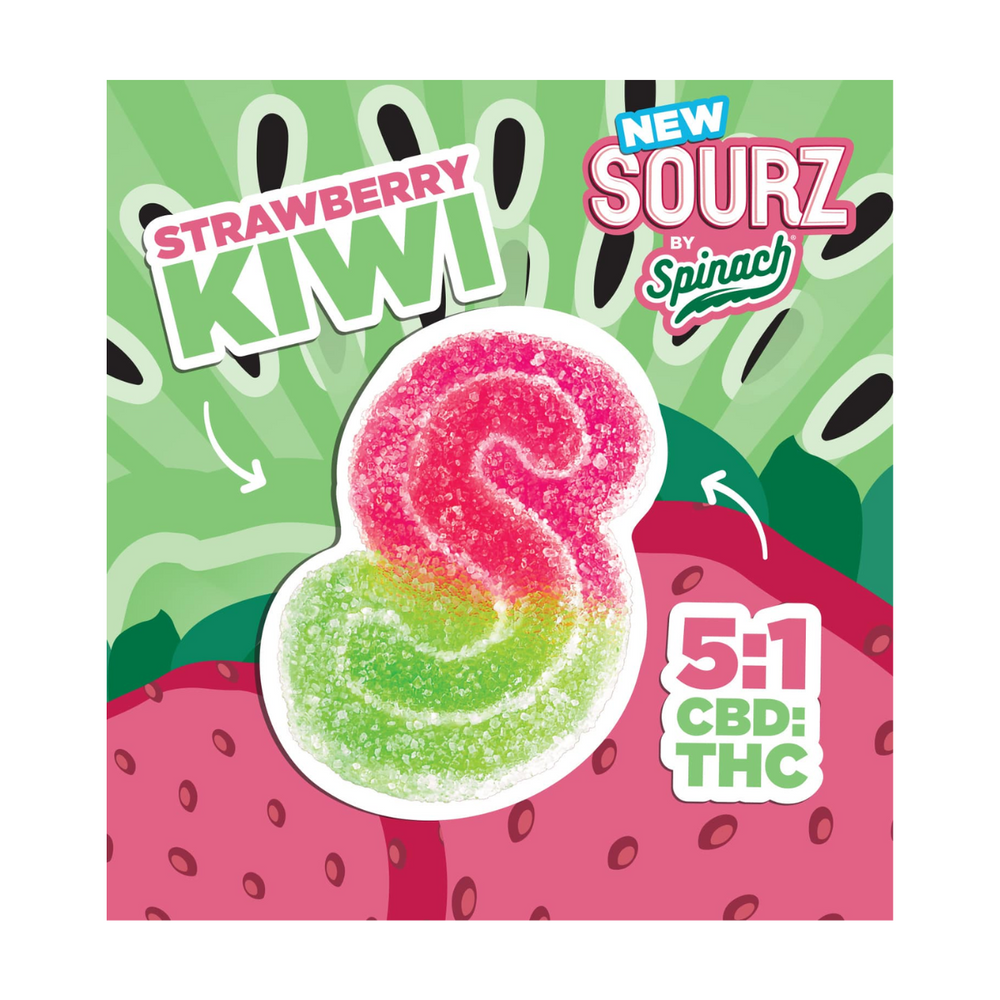 Spinach Sourz Strawberry Kiwi 5:1 CBD:THC Soft Chews 10pk